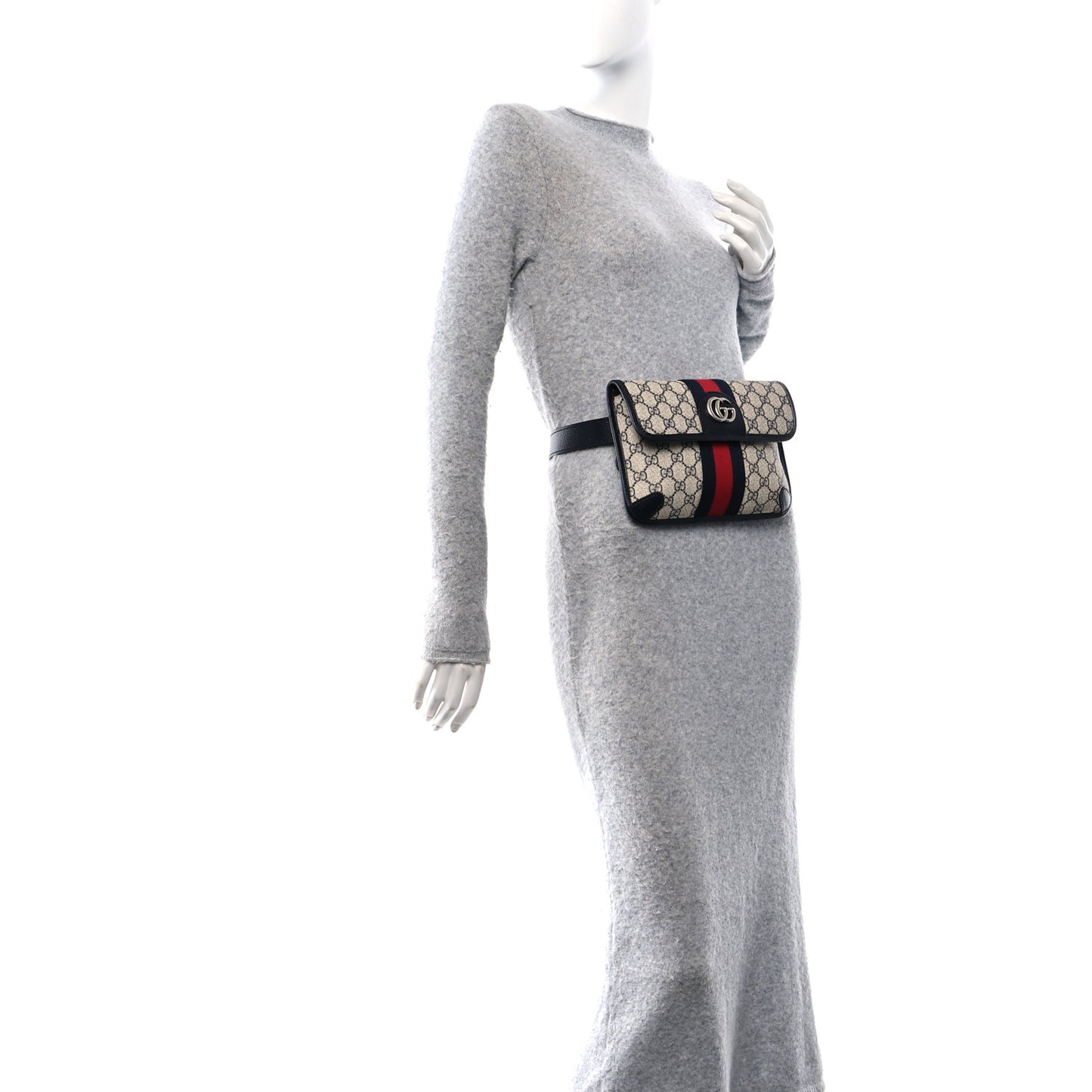 GG Supreme Monogram Web Small Ophidia Belt Bag 90 36 Beige Navy