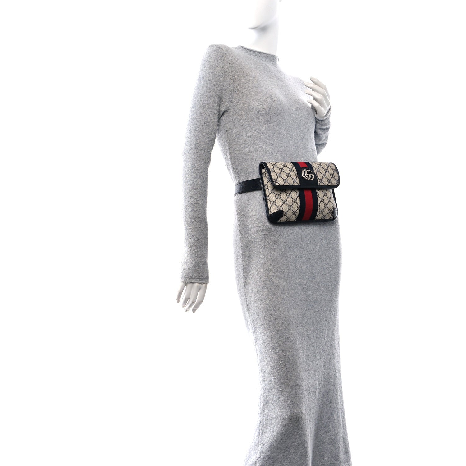 Gucci GG Supreme Monogram Web Small Ophidia Belt Bag 90 36 Beige Navy 2 of 11