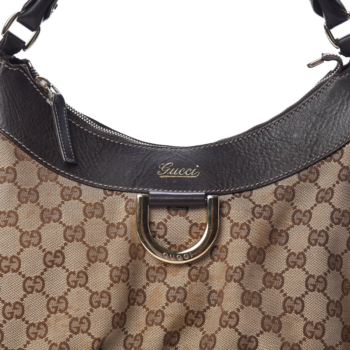 Monogram Large D Gold Hobo Dark Brown