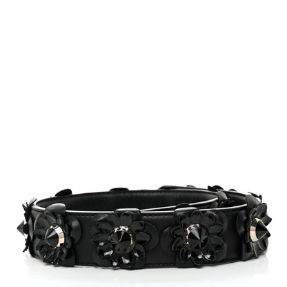 Fendi Vitello Dolce Nappa Patent Flowerland Studded Strap You Black 2 of 4