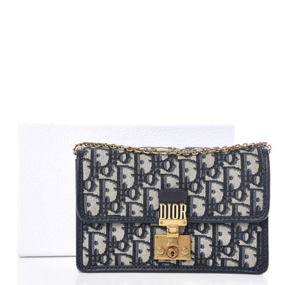 Christian Dior Oblique DiorAddict Wallet On Chain Clutch Navy Blue 11 of 11