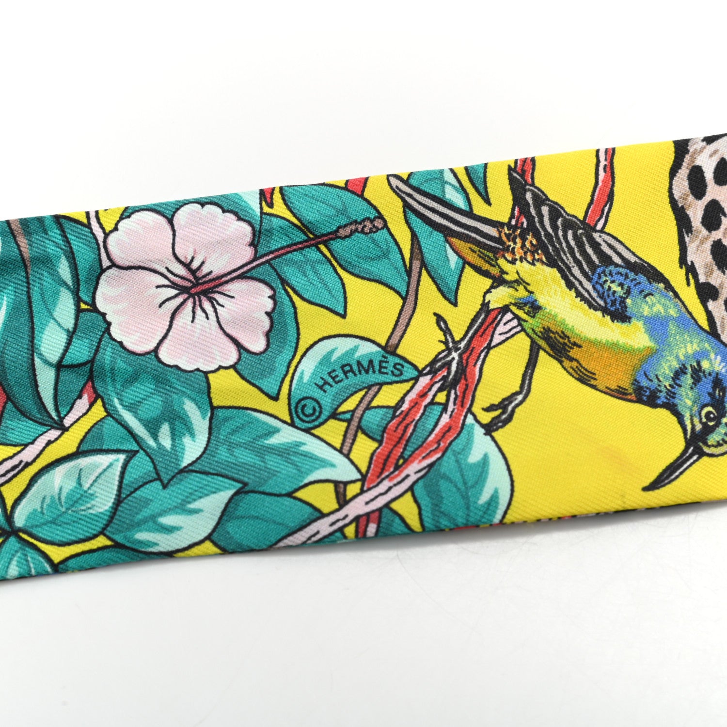 Hermes Silk Jungle Love Love Twilly Jaune Vif Canard 3 of 5