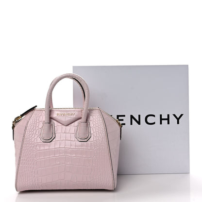 Givenchy Calfskin Crocodile Embossed Mini Antigona Pink 10 of 10