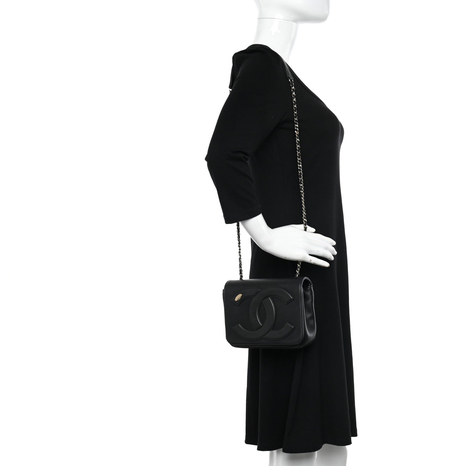 Chanel Lambskin CC Mania Flap Bag Black 2 of 10