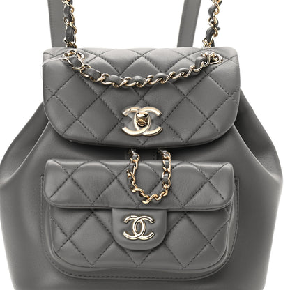 Chanel Lambskin Quilted Small Duma Drawstring Backpack Grey 8 of 10