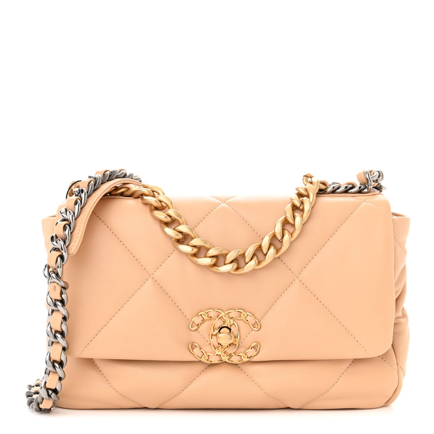 Chanel Goatskin Quilted Medium Chanel 19 Flap Beige 1 of 10