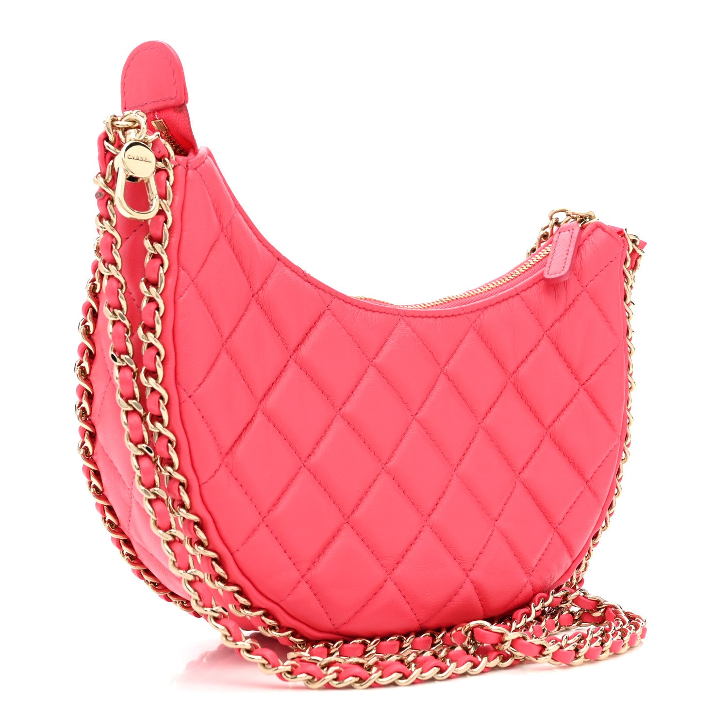 Chanel Lambskin Quilted Small Hobo Bag Pink 3 of 12