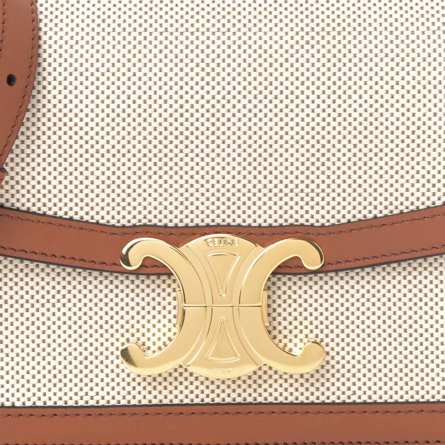 Celine Textile Natural Calfskin Teen Triomphe White Tan 10 of 10