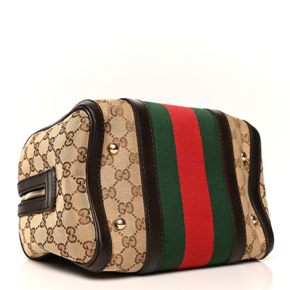 Gucci Monogram Vintage Web Small Boston Dark Brown 3 of 12
