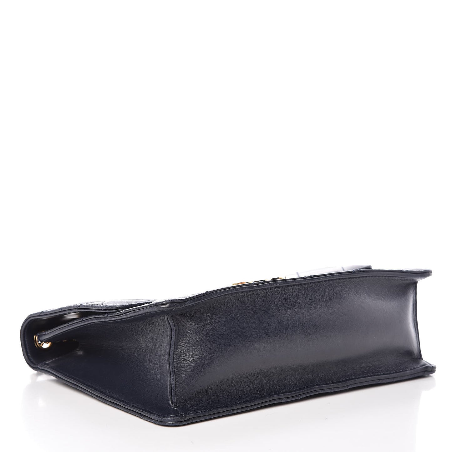 Lambskin Quilted Medium Golden Class Flap Marine