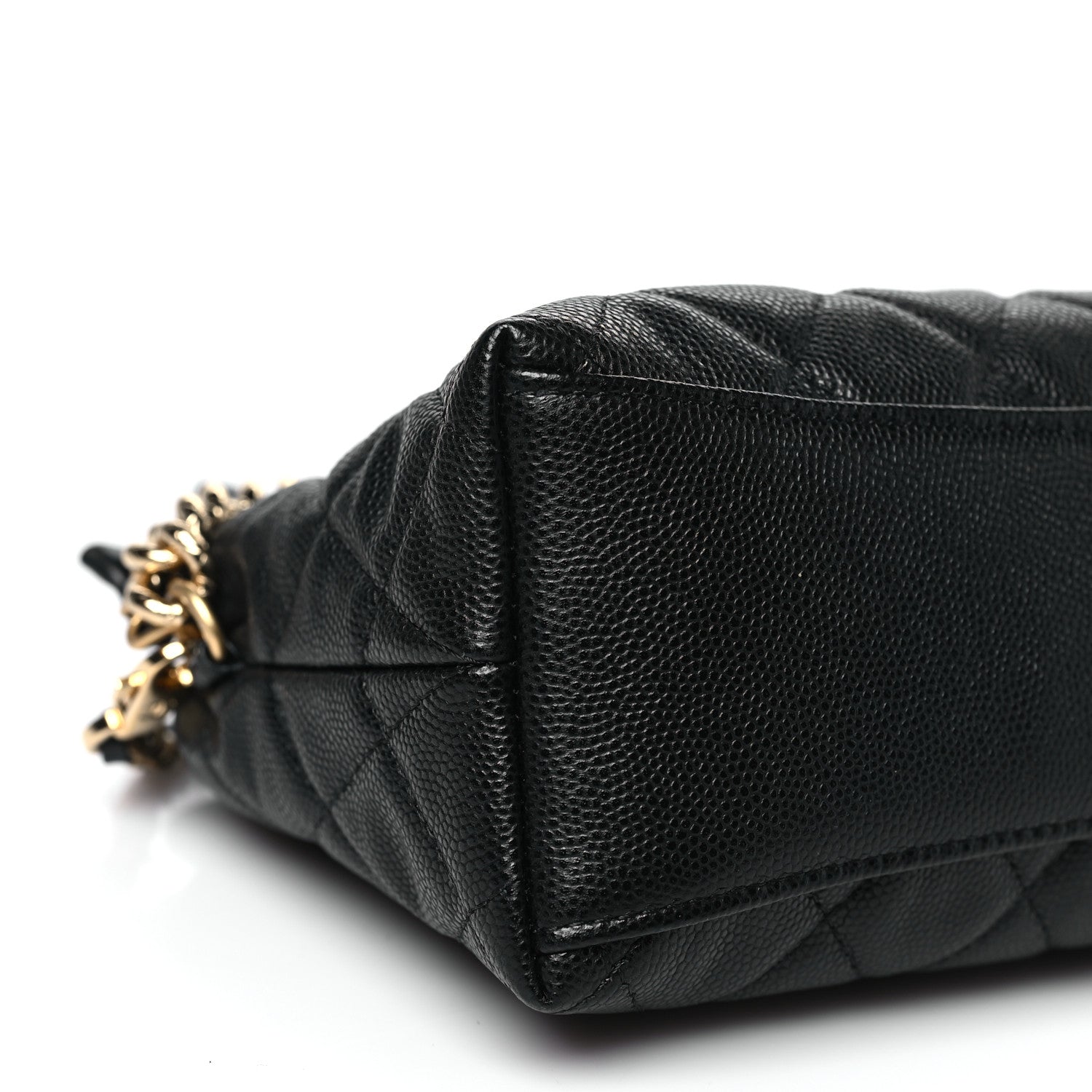 Chanel Shiny Caviar Quilted Bow Pouch Black 9 of 11