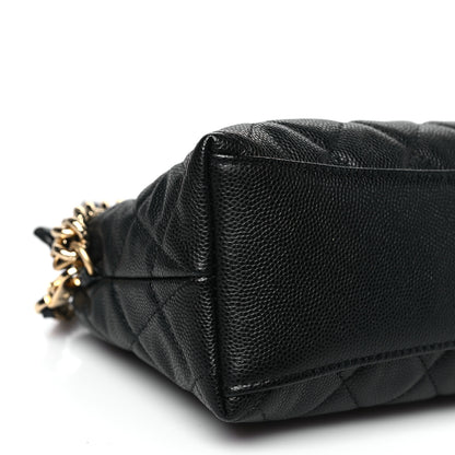 Chanel Shiny Caviar Quilted Bow Pouch Black 9 of 11
