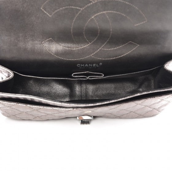 Metallic Calfskin Striped 2.55 Reissue 227 Silver