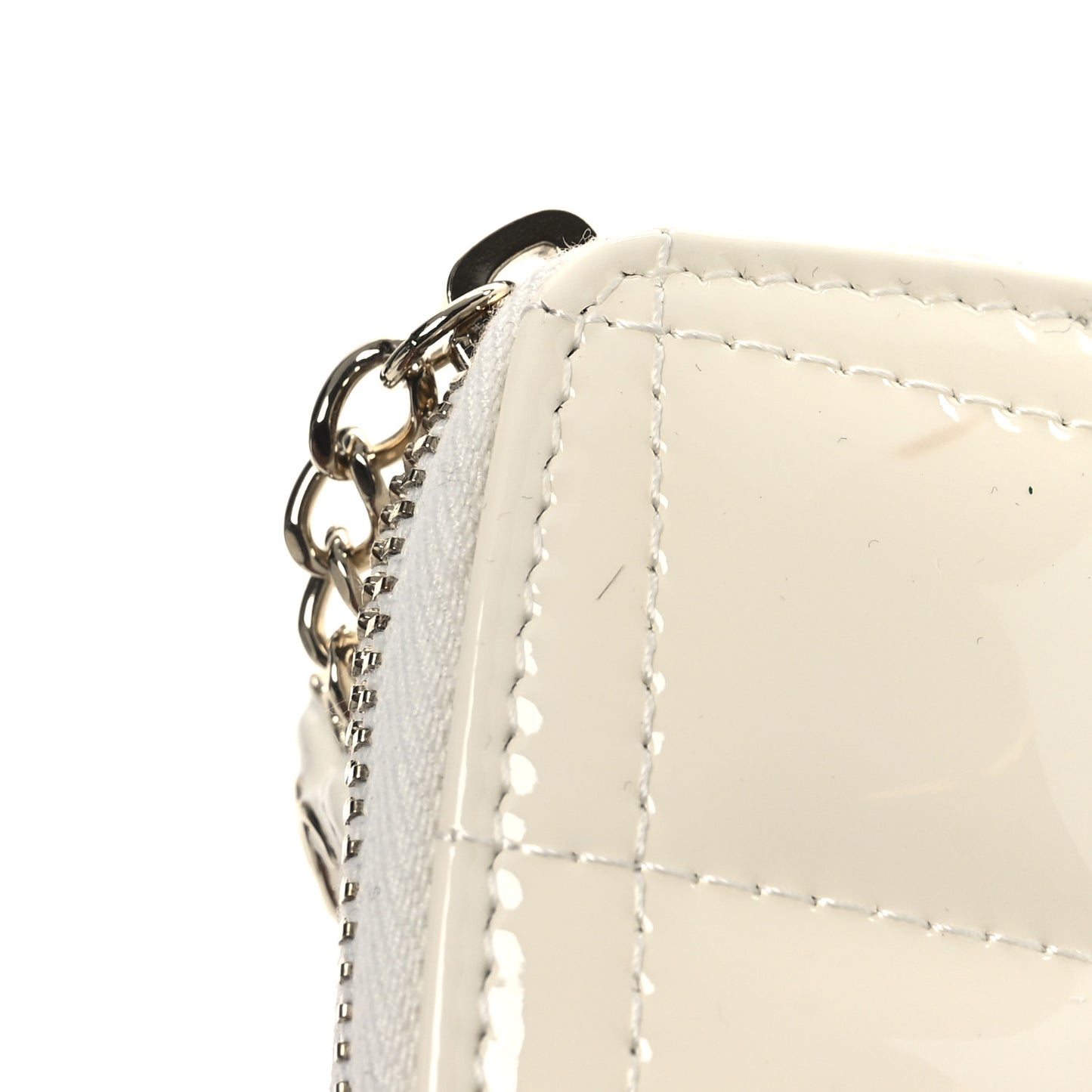 Patent Calfskin Resin Quilted CC Heart Clutch With Chain Black