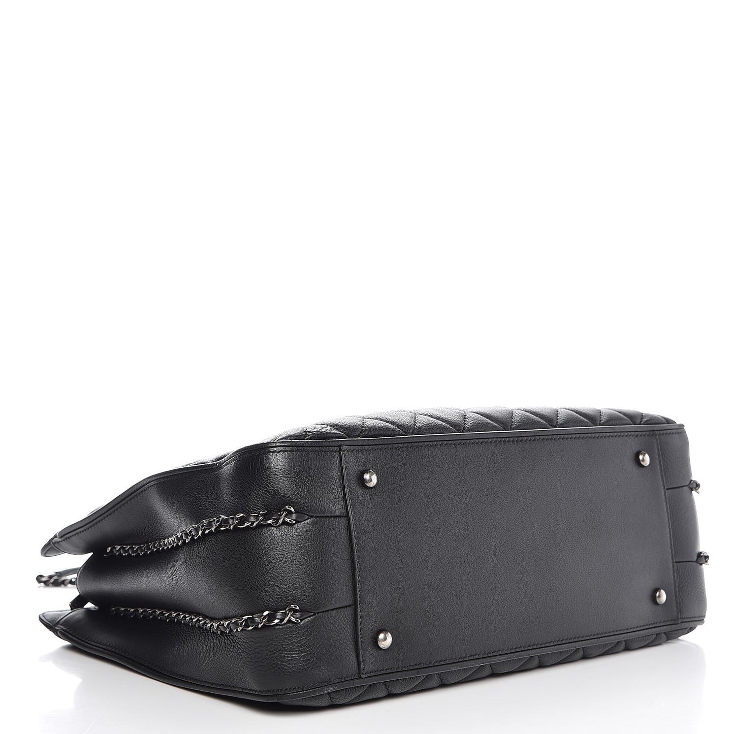 Calfskin Quilted Frame In Chain Tote Black