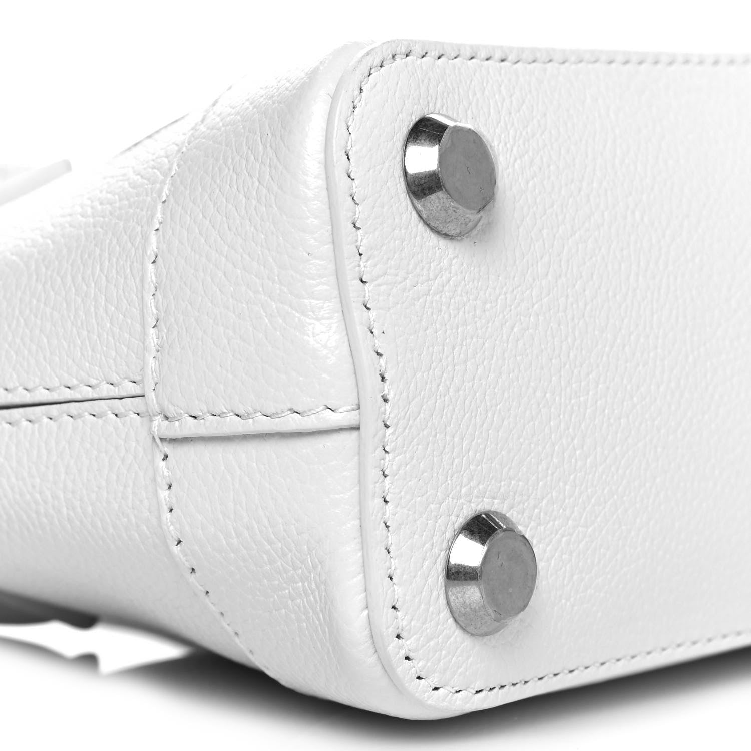 Balenciaga Grained Calfskin XXS Ville Top Handle Bag White Black 7 of 8