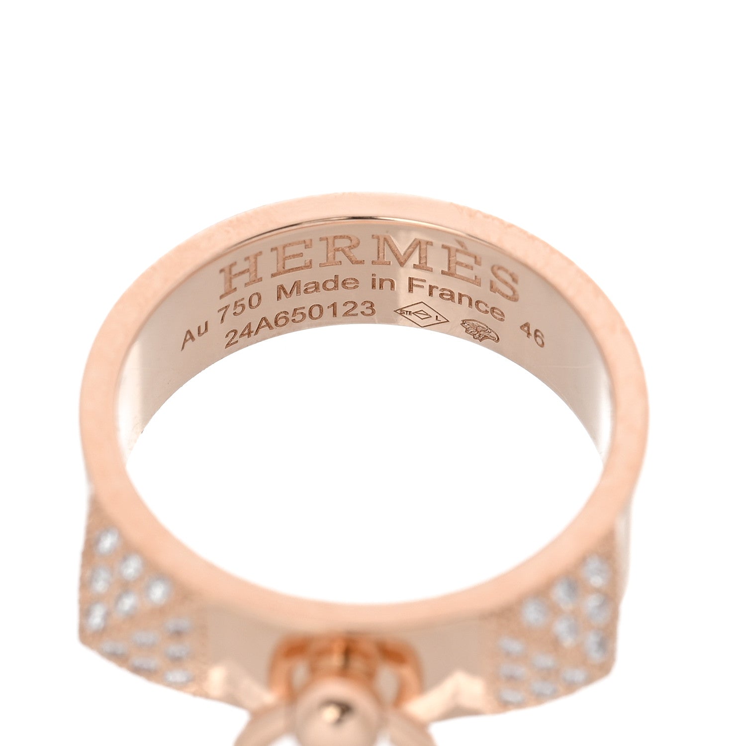 Hermes 18K Rose Gold Diamond PM Collier de Chien Ring 46 3.75 4 of 5