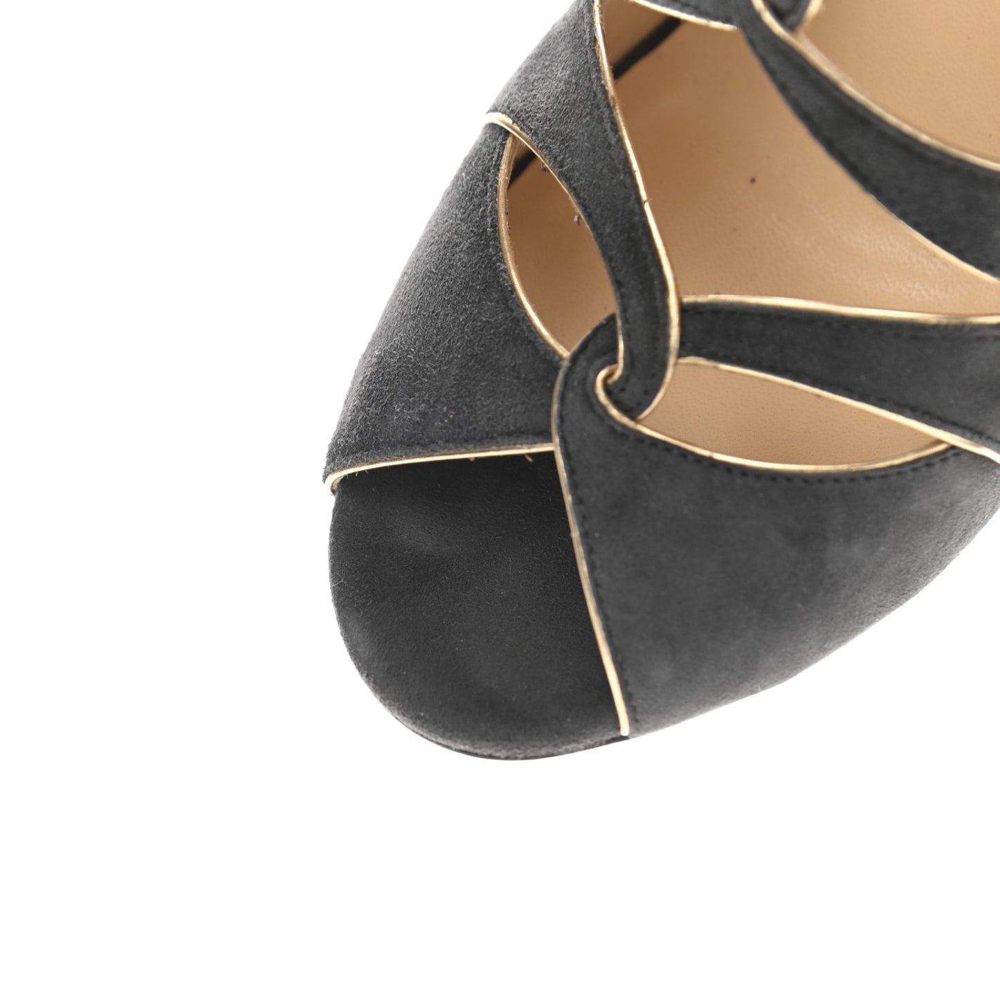 Suede Mirror Calfskin Leash Sandal 37 Smoke