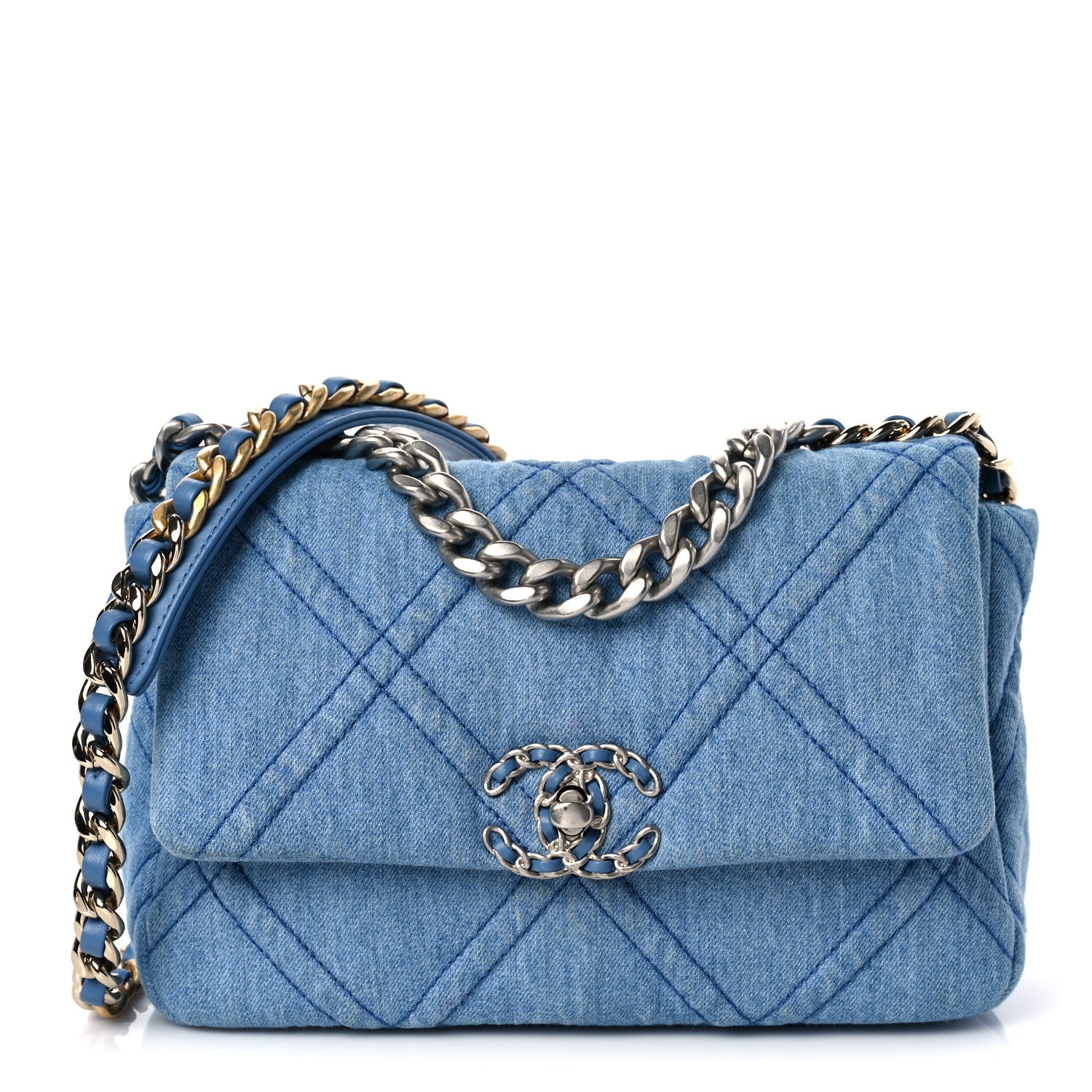 Chanel Denim Quilted Medium Chanel 19 Flap Blue 1 of 9