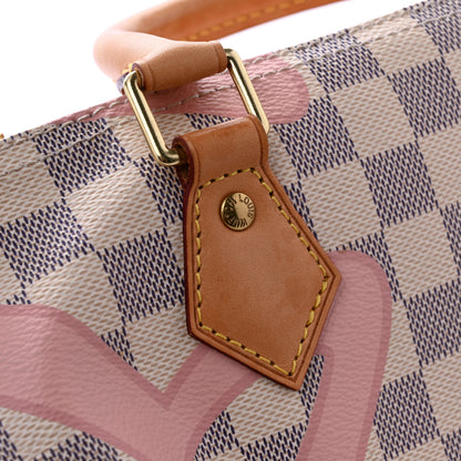 Louis Vuitton Damier Azur Tahitienne Speedy Bandouliere 30 Rose Ballerine 13 of 15