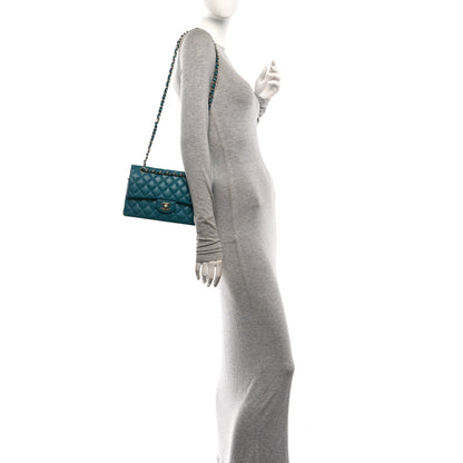 Chanel Caviar Quilted Small Double Flap Turquoise 2 of 10