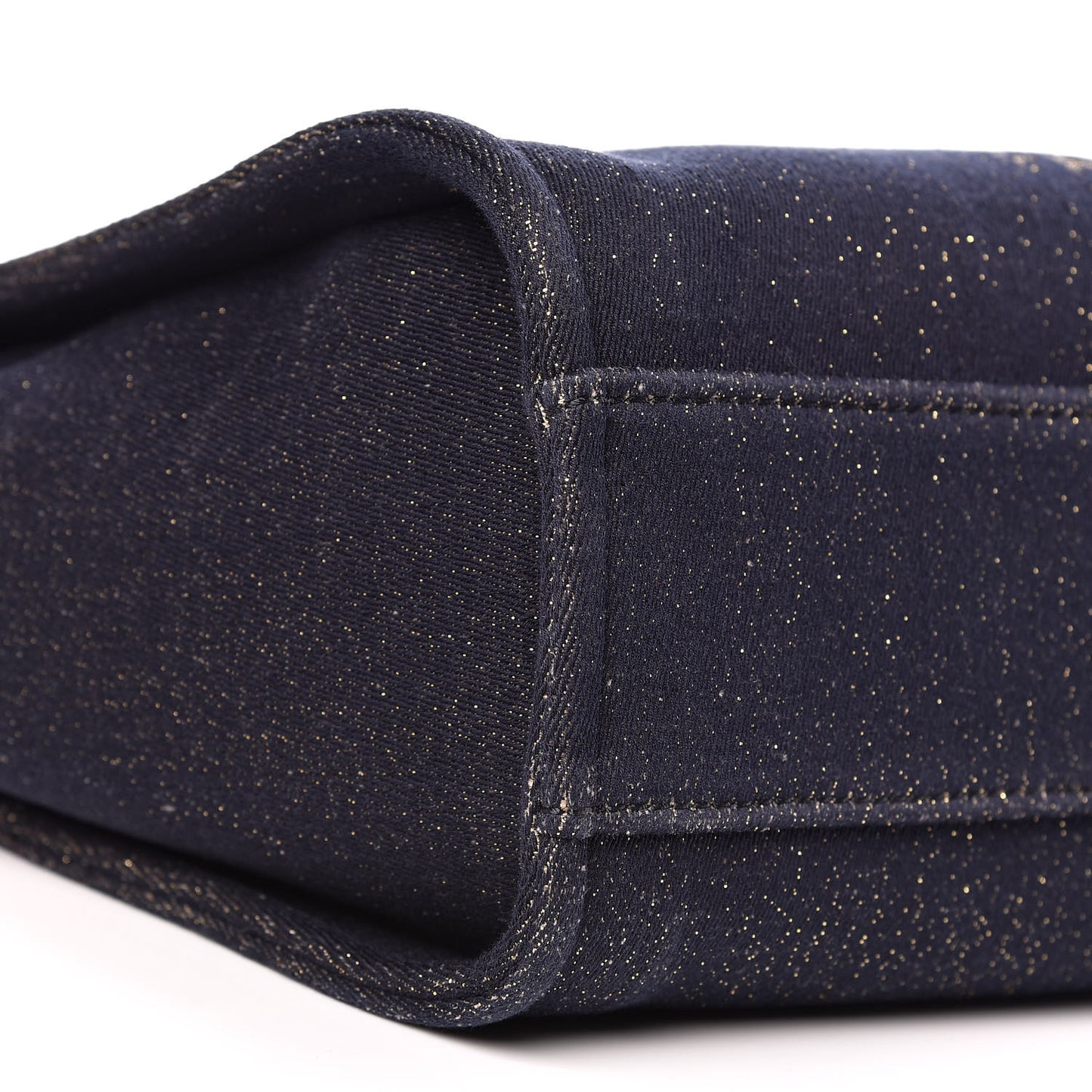 Lurex Canvas Small Deauville Tote Navy Blue Gold