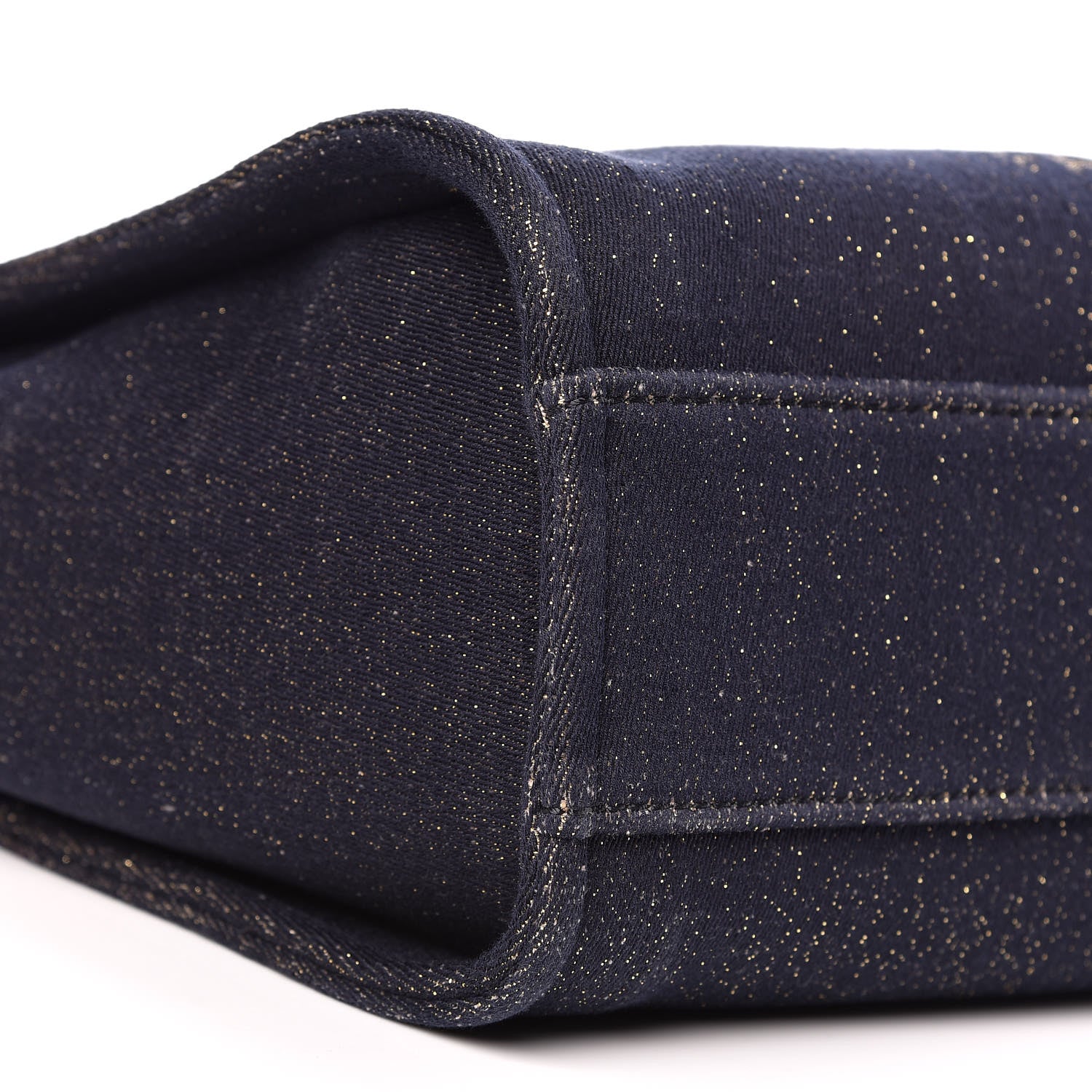 Chanel Lurex Canvas Small Deauville Tote Navy Blue Gold 8 of 10