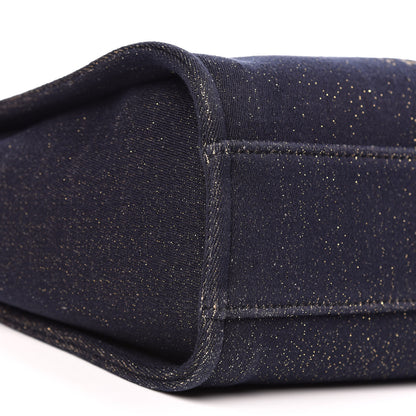 Chanel Lurex Canvas Small Deauville Tote Navy Blue Gold 8 of 10