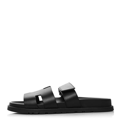 Hermes Calfskin Mens Chypre Sandals 42.5 Black 1 of 8