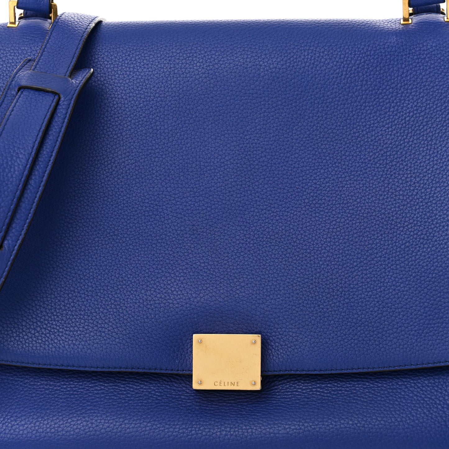 Drummed Calfskin Suede Medium Trapeze Indigo