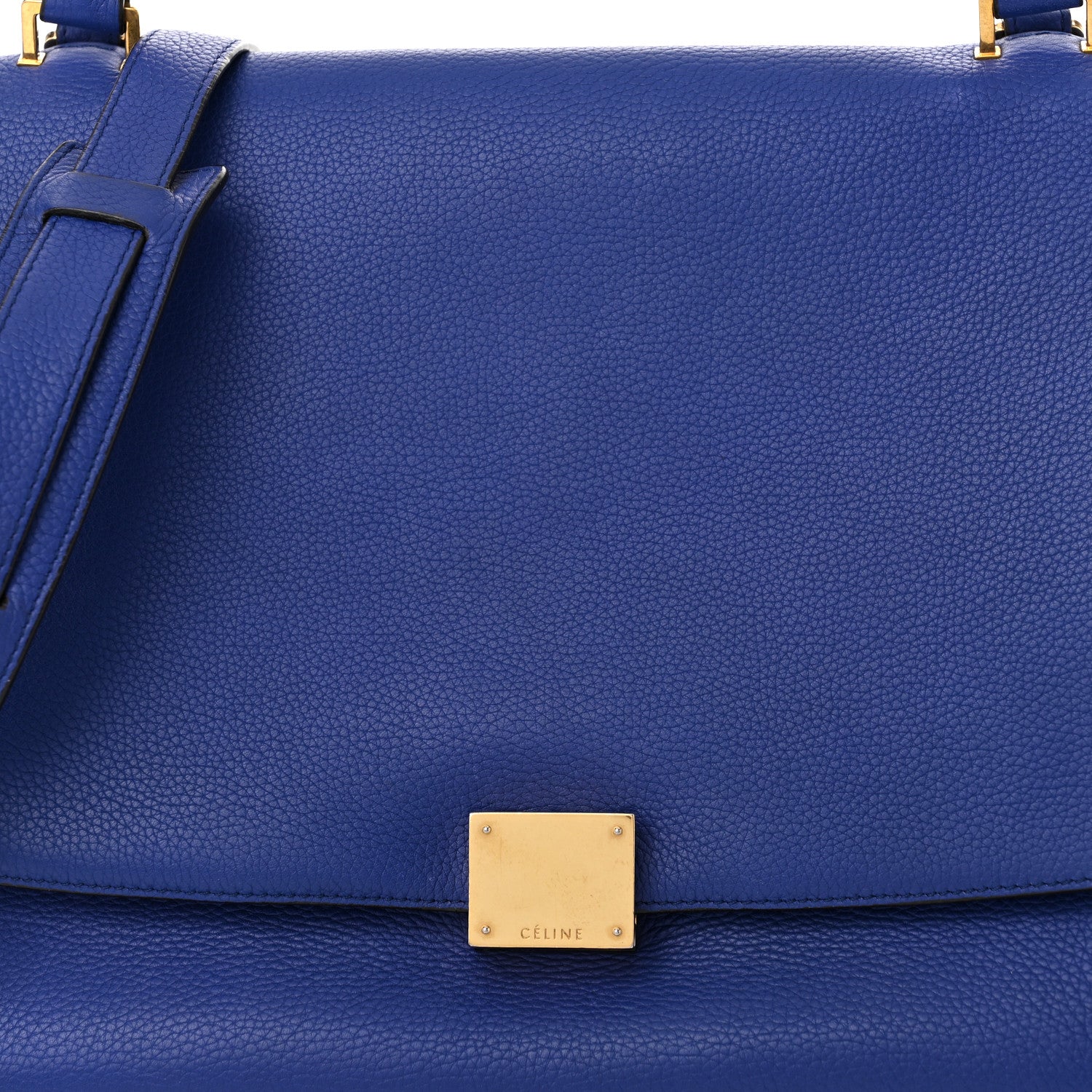 Celine Drummed Calfskin Suede Medium Trapeze Indigo 7 of 12