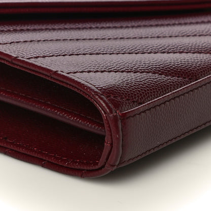 Saint Laurent Grain De Poudre Matelasse Chevron Monogram Chain Wallet Rouge Legion 9 of 11