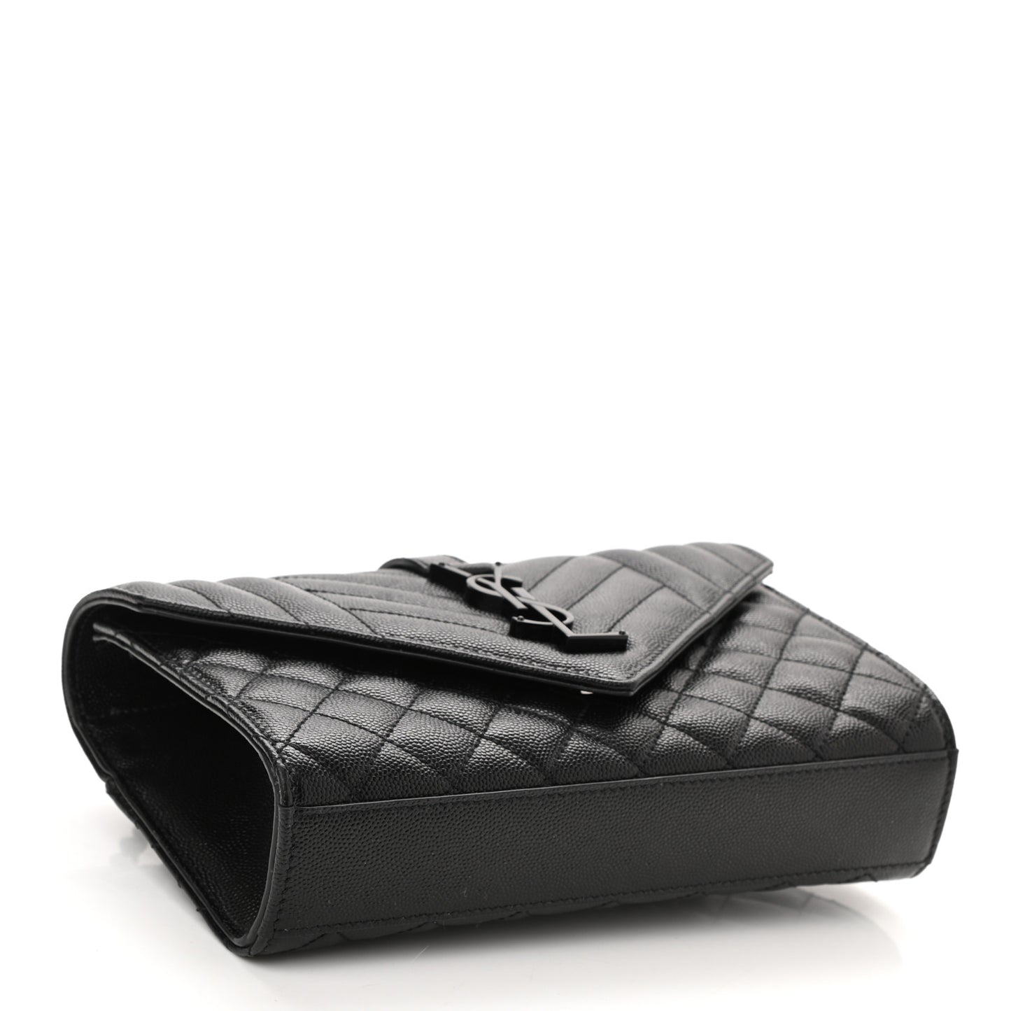 Grain De Poudre Textured Mixed Matelasse Triquilt Small Monogram Satchel Black