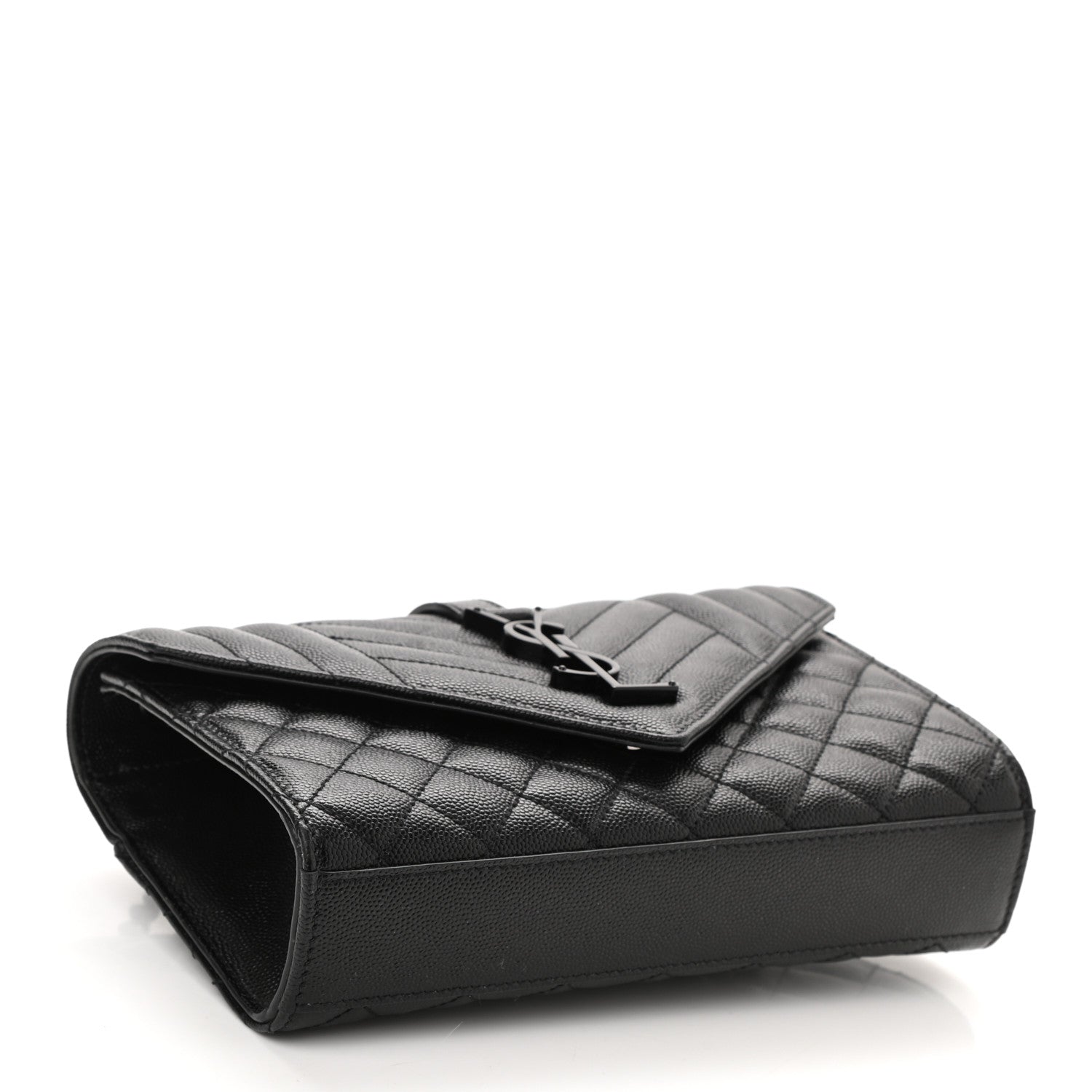 Saint Laurent Grain De Poudre Textured Mixed Matelasse Triquilt Small Monogram Satchel Black 4 of 8