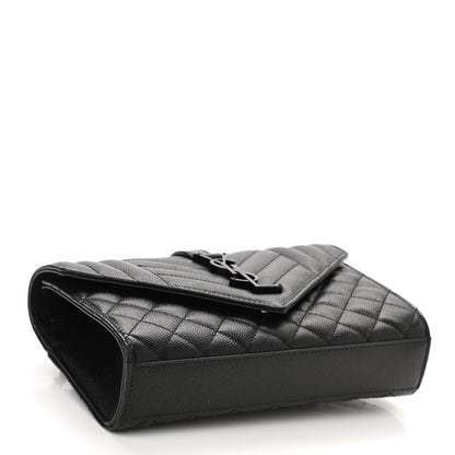 Saint Laurent Grain De Poudre Textured Mixed Matelasse Triquilt Small Monogram Satchel Black 4 of 8