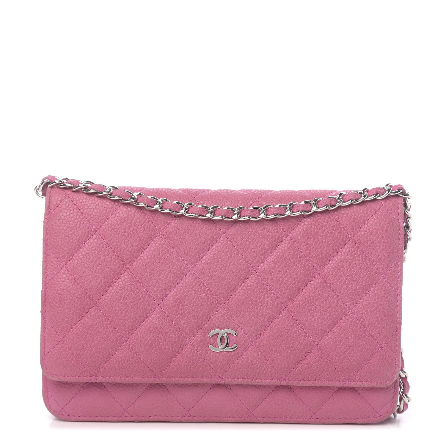 Chanel Iridescent Caviar Quilted Wallet on Chain WOC Pink 1 of 15