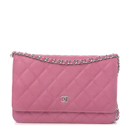 Chanel Iridescent Caviar Quilted Wallet on Chain WOC Pink 1 of 15