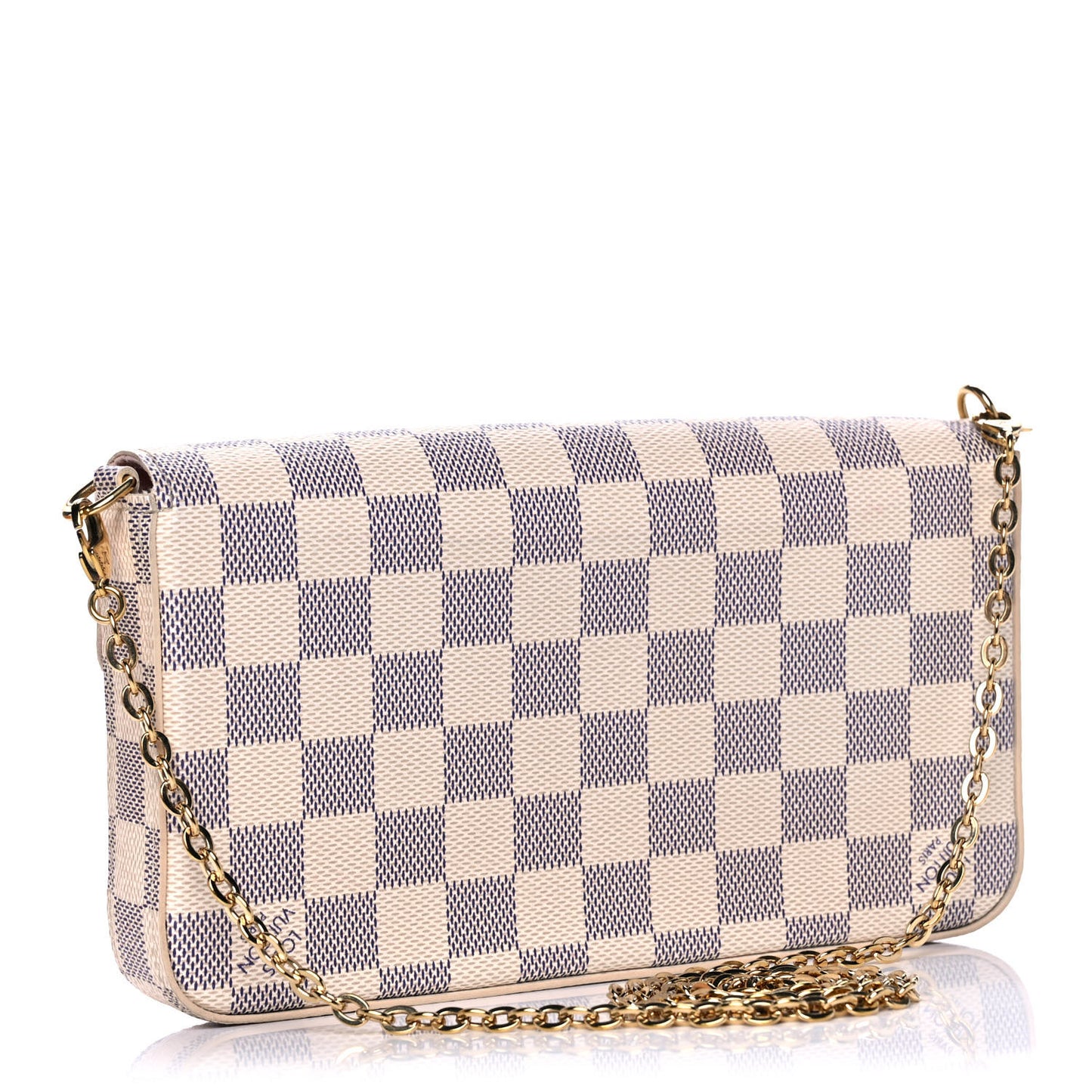 Damier Azur Pochette Felicie Chain Wallet Rose Ballerine