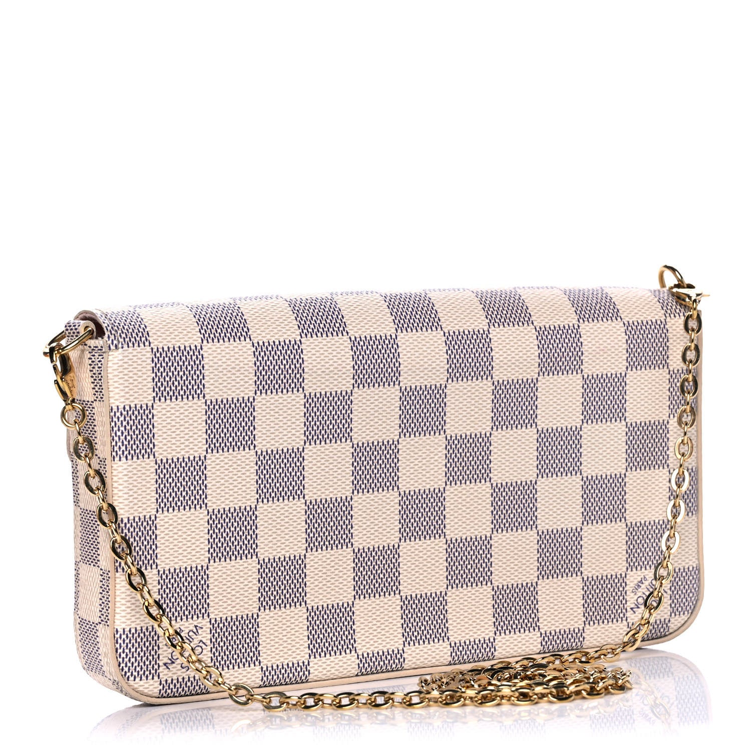 Louis Vuitton Damier Azur Pochette Felicie Chain Wallet Rose Ballerine 4 of 16