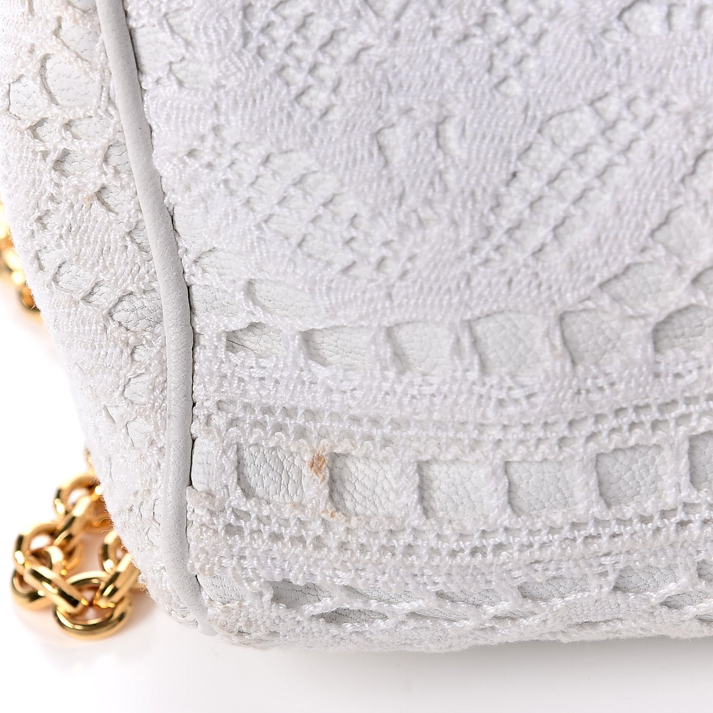Calfskin Lace Small Miss Sicily Satchel White
