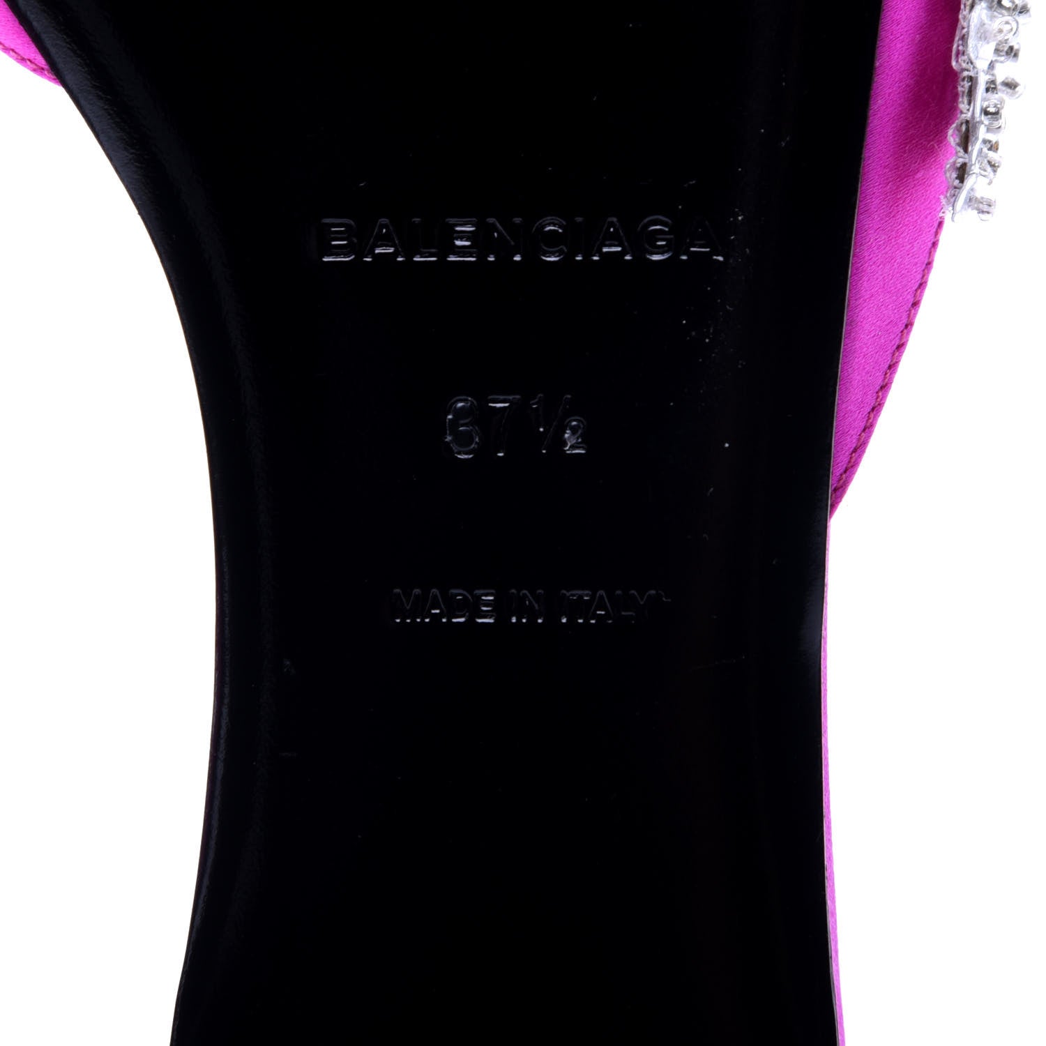 Balenciaga Satin Sequin Embellished Slash Slippers 37.5 Fuchsia 11 of 11