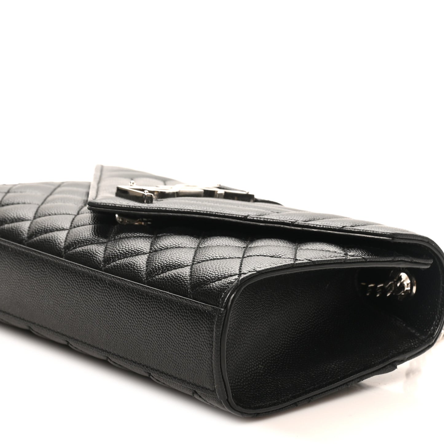 Grain De Poudre Textured Mixed Matelasse Triquilt Small Monogram Satchel Black