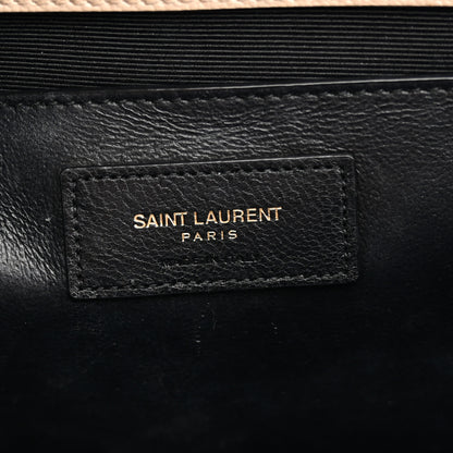 Saint Laurent Grain De Poudre Textured Mixed Matelasse Medium Triquilt Monogram Satchel Dark Latte 6 of 15