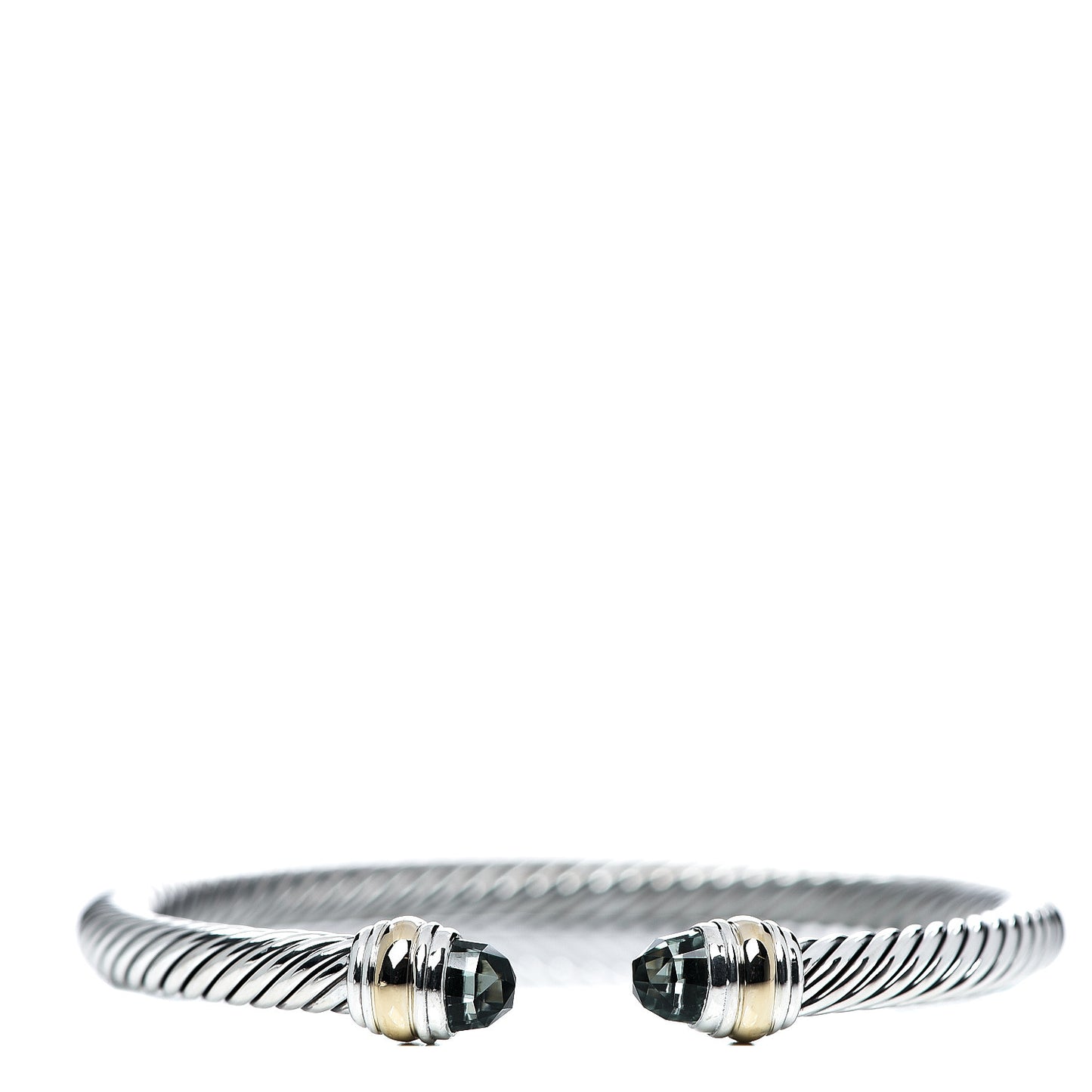 Sterling Silver 14K Yellow Gold Prasiolite 5mm Cable Classics Bracelet
