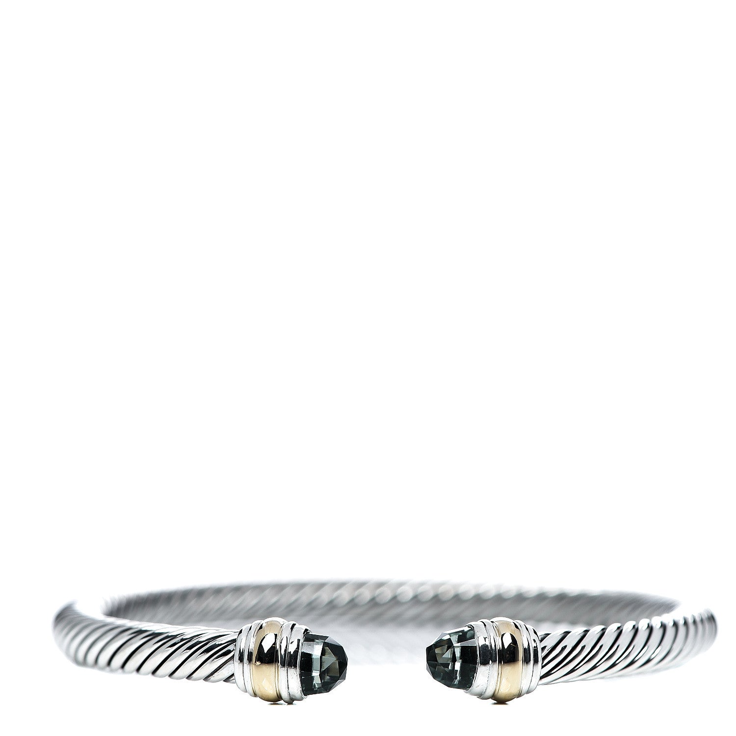 David Yurman Sterling Silver 14K Yellow Gold Prasiolite 5mm Cable Classics Bracelet 1 of 4