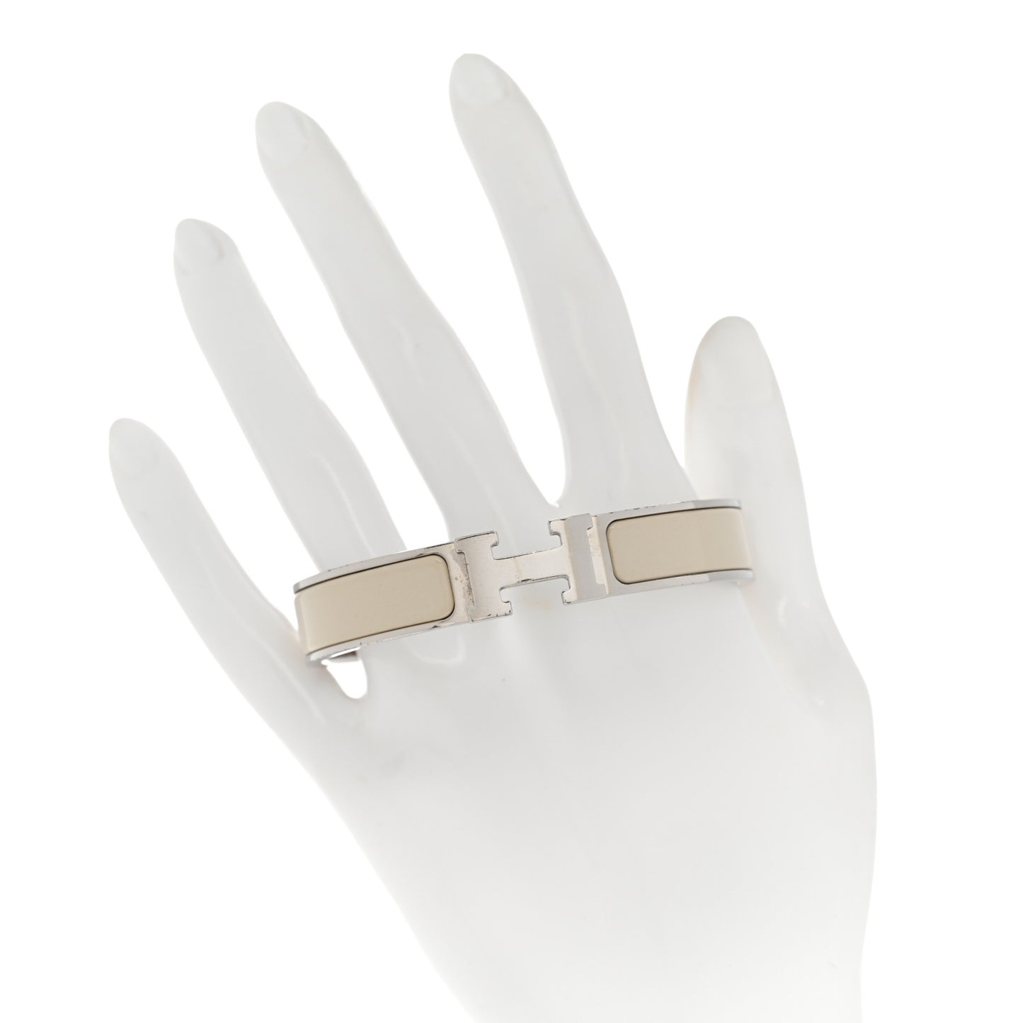 Enamel Narrow Clic Clac H Bracelet PM Craie