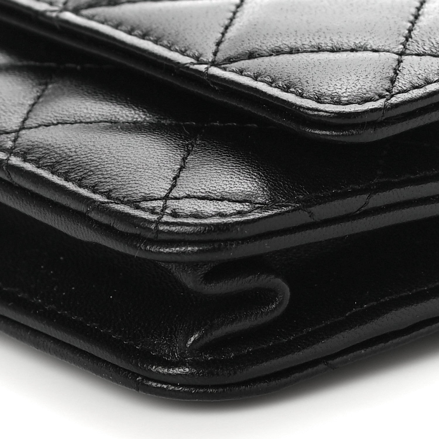 Chanel Lambskin Quilted CC Pearl Crush Wallet on Chain WOC Black 11 of 12