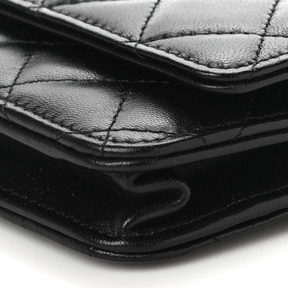 Chanel Lambskin Quilted CC Pearl Crush Wallet on Chain WOC Black 11 of 12