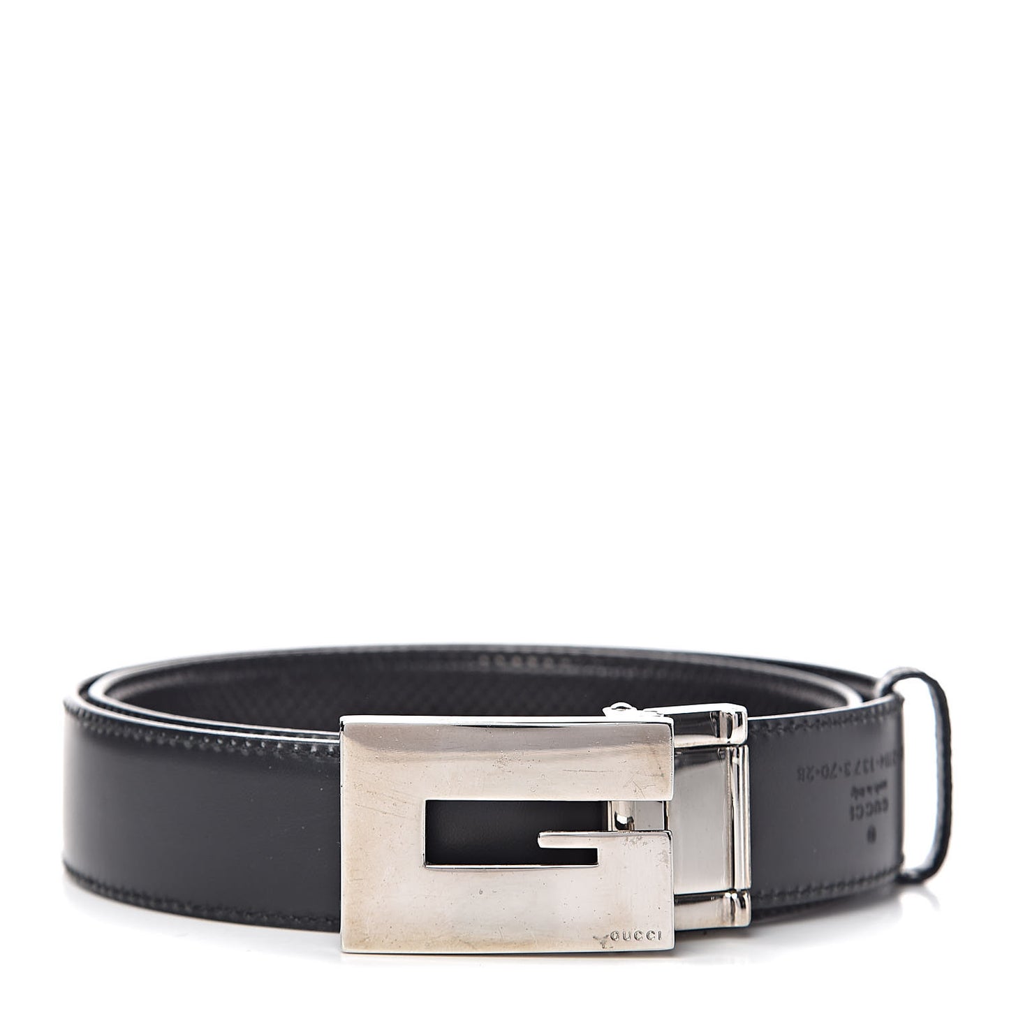Calfskin Lizard Embossed Reversible Square G Buckle Belt 70 28 Black Brown