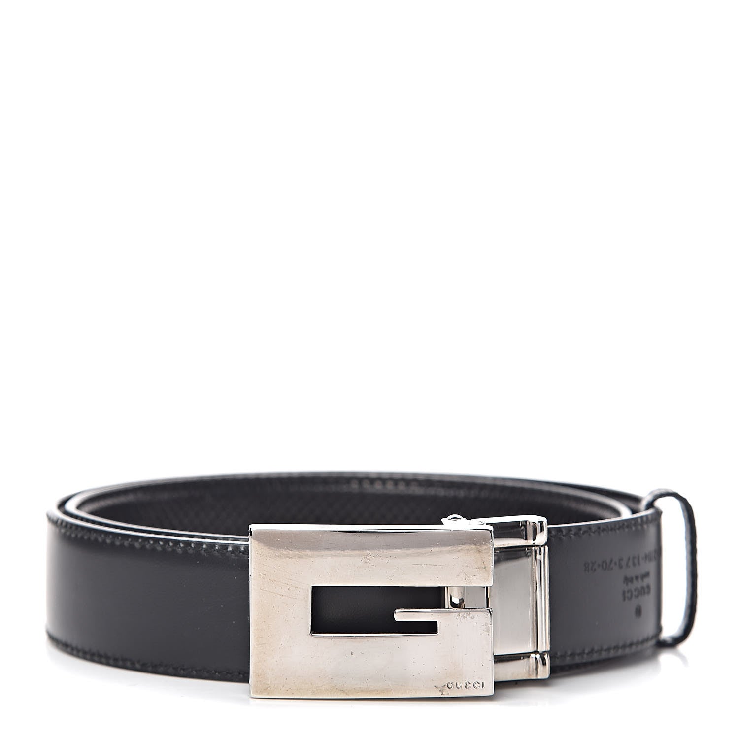 Gucci Calfskin Lizard Embossed Reversible Square G Buckle Belt 70 28 Black Brown 1 of 5